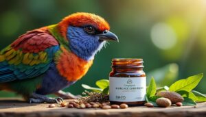 granuplume : complément naturel conçu pour améliorer la qualité du plumage, favorisant la beauté et la santé des plumes de vos oiseaux.